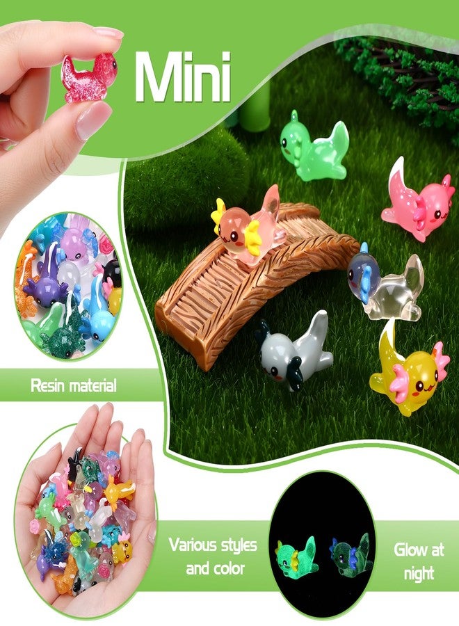 GGSTDDUP 29 Pcs Luminous Mini Resin Axolotl Glow in The Dark Little Tiny Resin Figurines Axolotl Bulk for DIY Garden Dollhouse Birthday Party Decoration Aquarium - Image 4